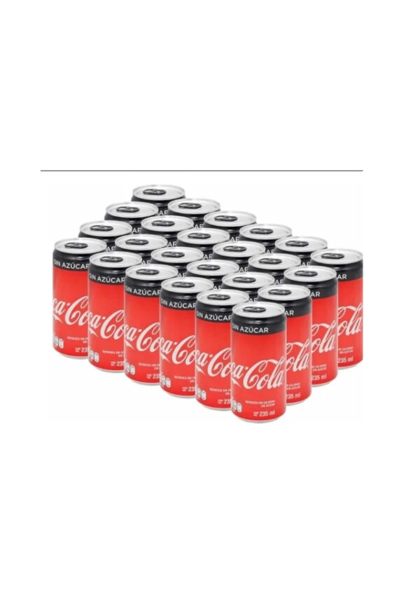 Soda Refresco Coca Cola sin Azúcar en lata 235 ml. Caja con 24 Botes