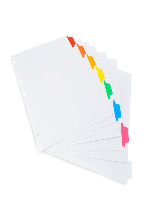 Separador de Carpeta con 8 Divisiones de Color Un Set